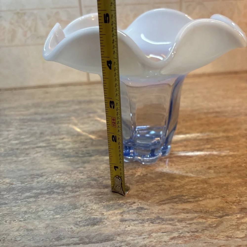 VTG Duncan Miller Canterbury Blue Opalescent Vase Dish 5